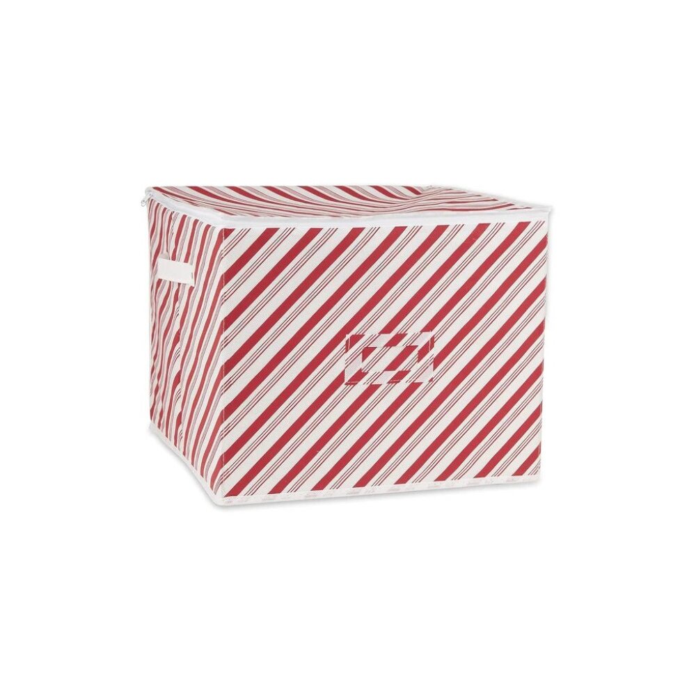 red stripes Christmas Storage Containers Zippers w Dividers, Ornament NEW